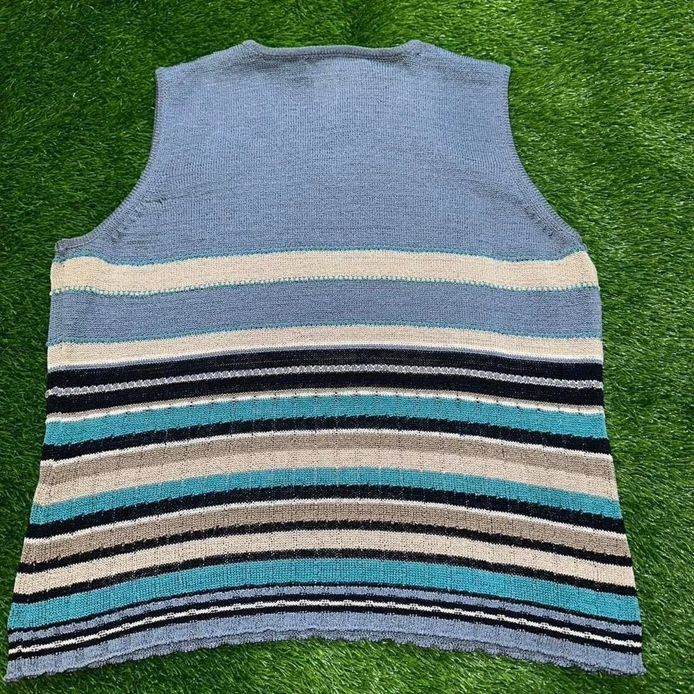Vintage 90s blue striped sweater vest